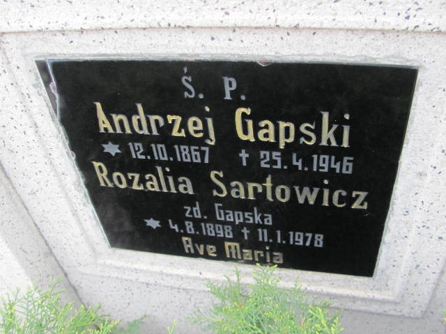 Andrzej Gapski 1867 Wronki Św. Katarzyny - Grobonet - Wyszukiwarka osób pochowanych